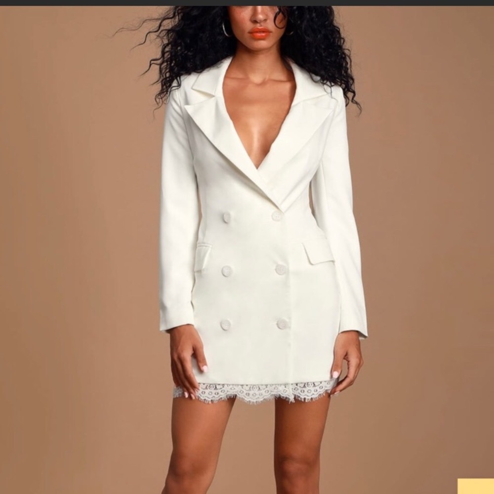 White blazer dress - lulus